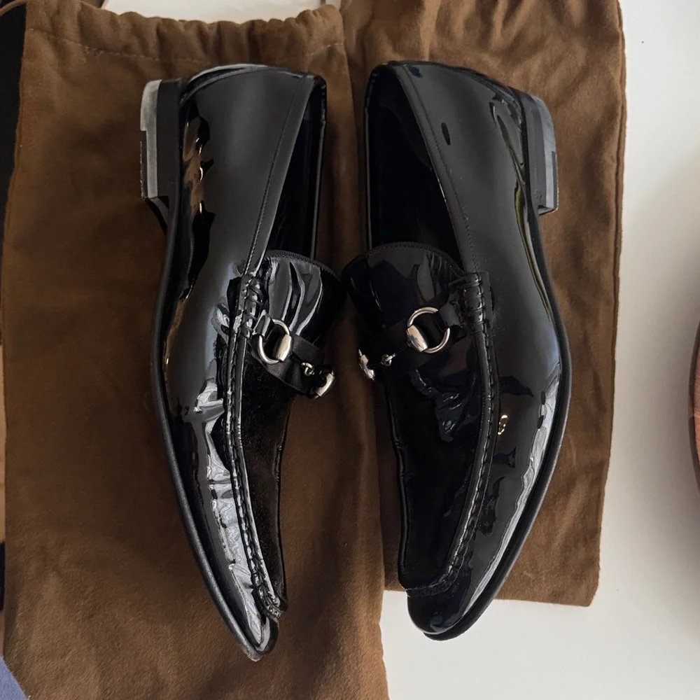 Gucci Men's Black Patent Leather Bit Loafers